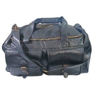Rare Vintage Jaguar Large 20" Leather Gym Travel Duffle Bag Carry On Luggage